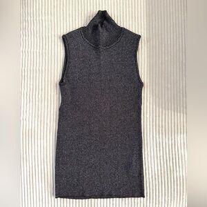 Tahiti Women’s Gray Shimmer Mock-Neck Sleeveless Top